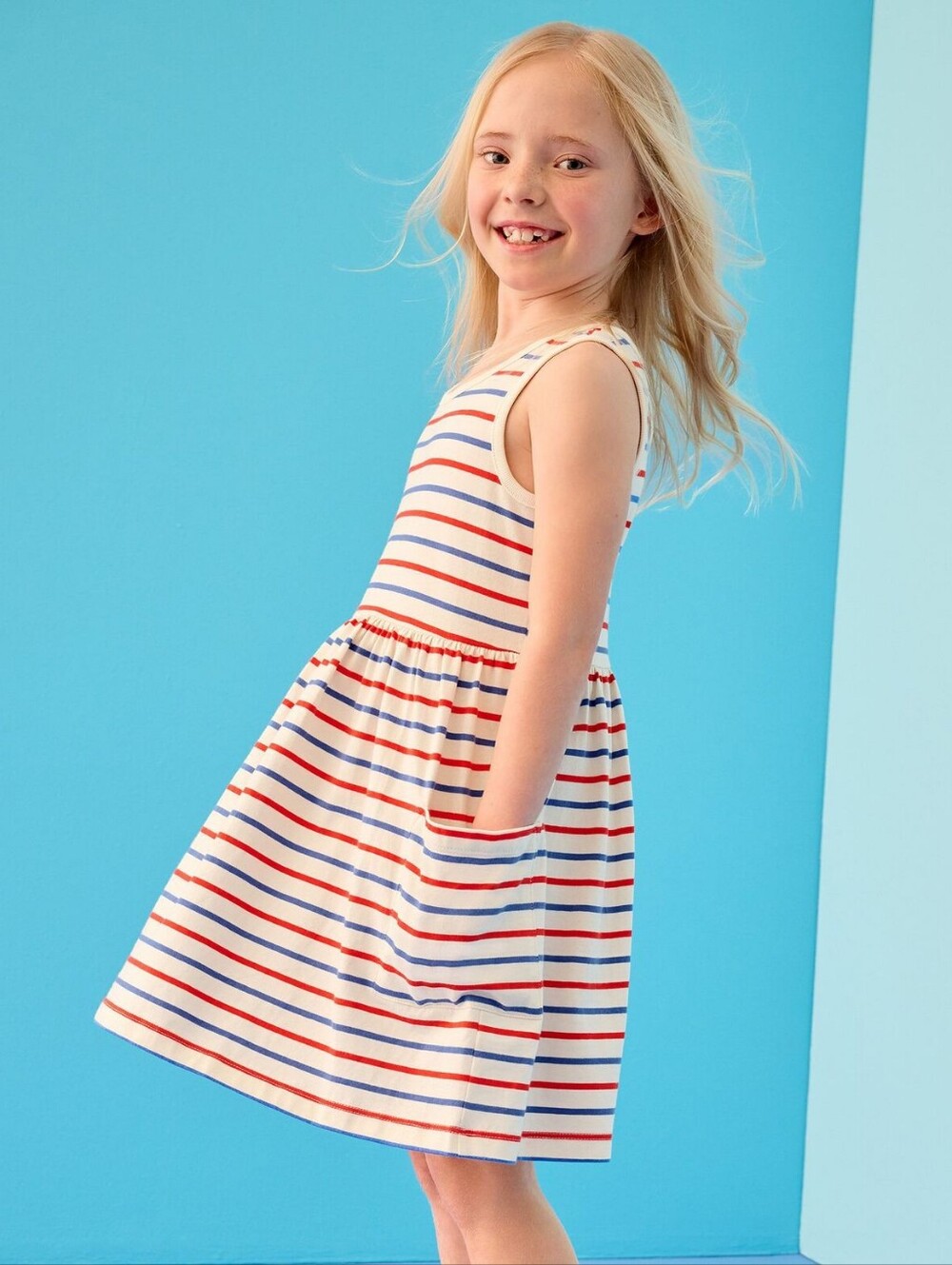 Hanna Andersson White Tank Dress with Red & Blue Stripes - Picture 7 of 7